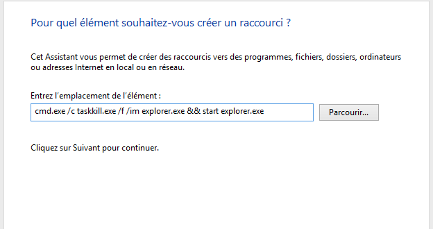 Relancer l'Explorateur Windows en utilisant un raccourci