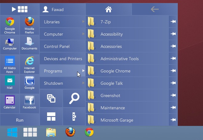 RetroUI Pro exécutent les applications metro au bureau.