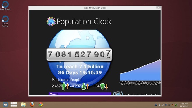 RetroUI Pro exécutent les applications metro au bureau