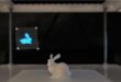 hologramme de lapin 3D à l'aide d'ondes sonores et d'écrans en lévitation