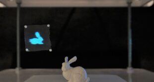hologramme de lapin 3D à l'aide d'ondes sonores et d'écrans en lévitation