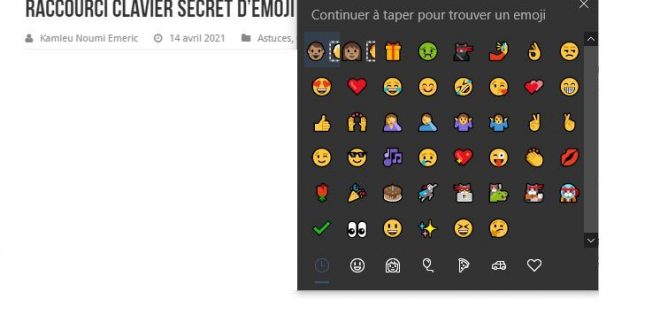 Raccourci clavier secret d'émoji pour Windows 10
